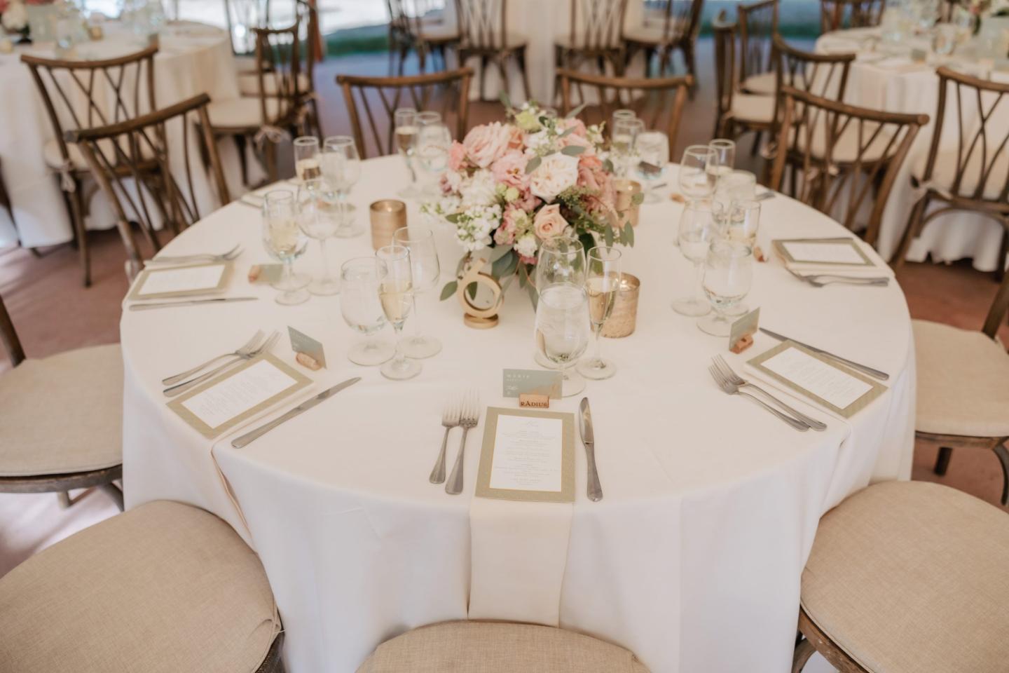 A wedding table setting