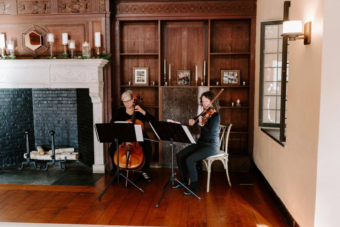 Musicians playing in a traditional room