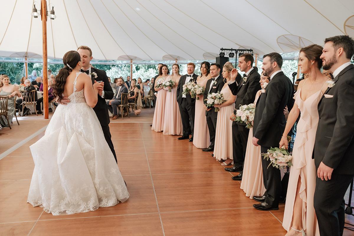 A bride and grooms first dance
