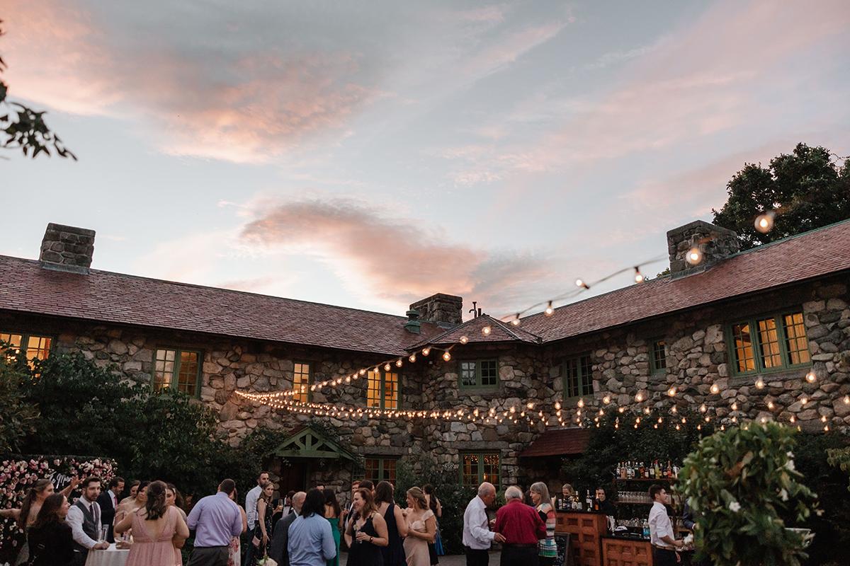 An outdoor wedding reception