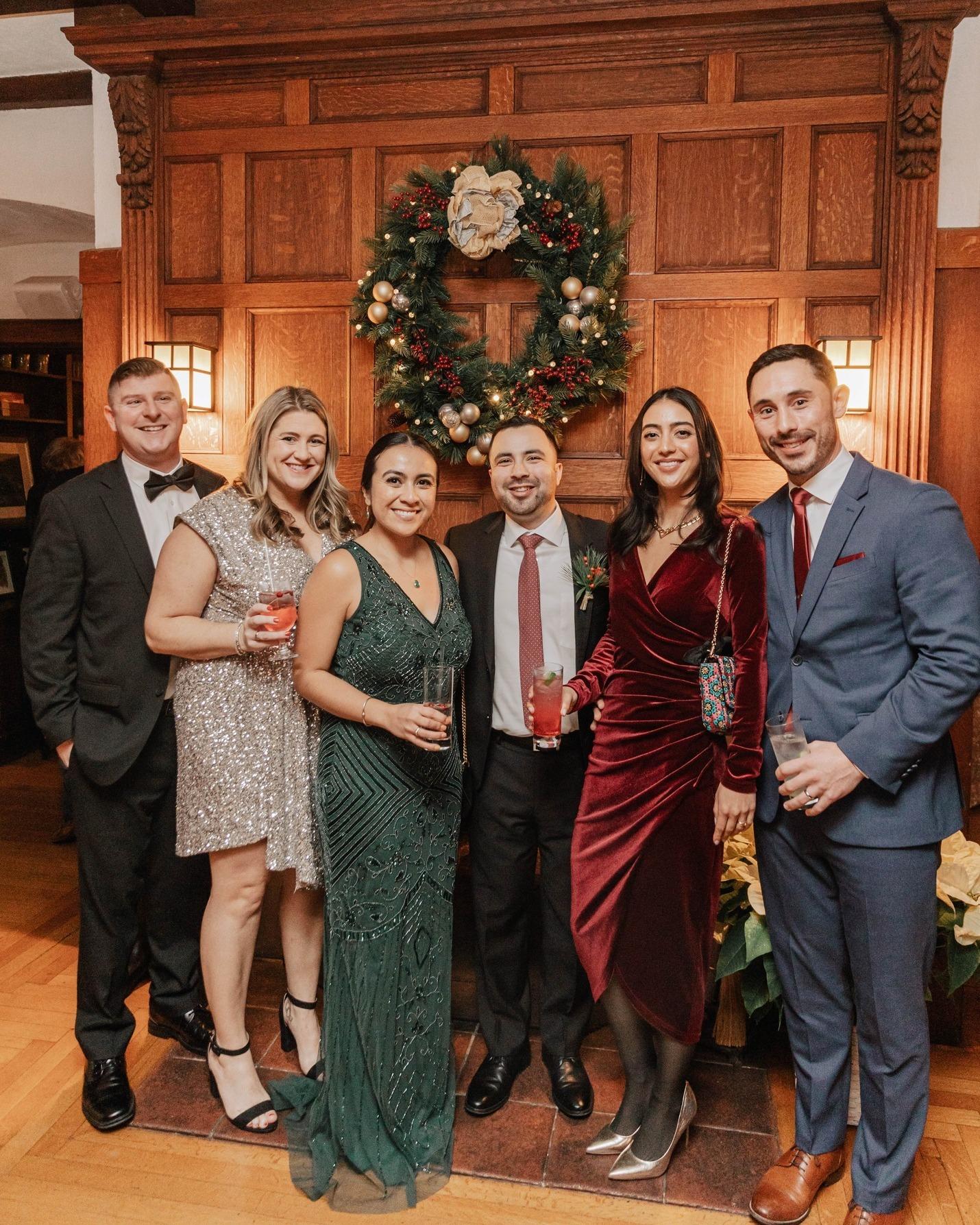 A group of guests celebrating Christmas