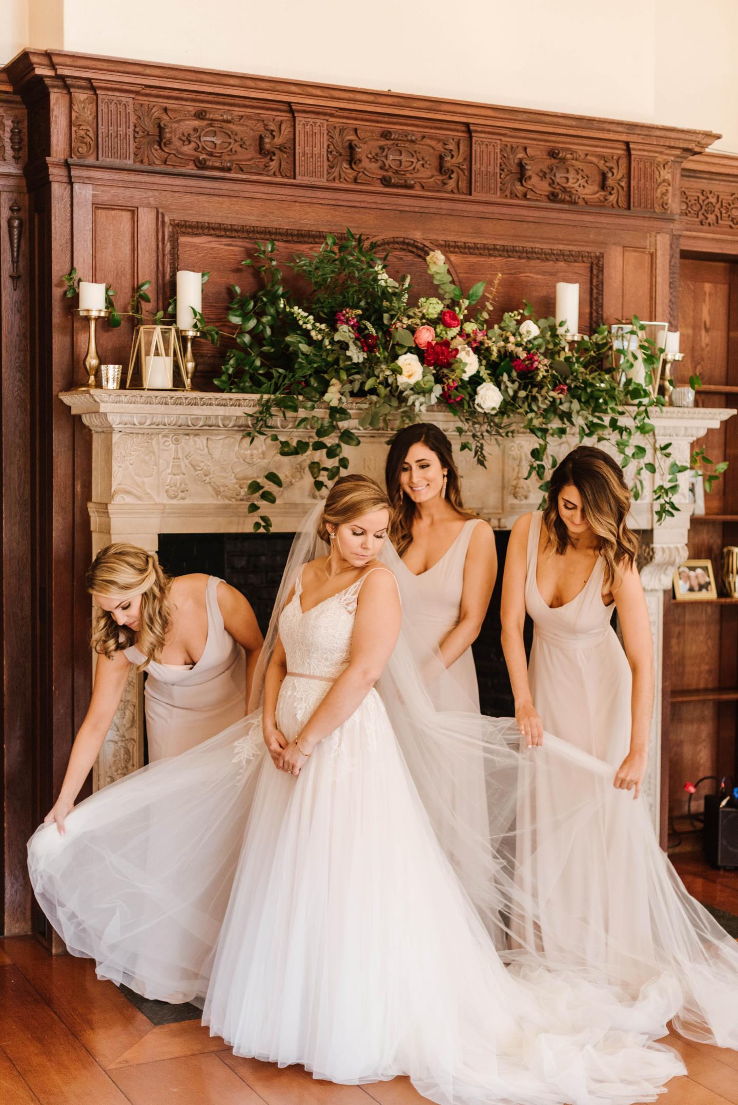A bride and her bridesmaids