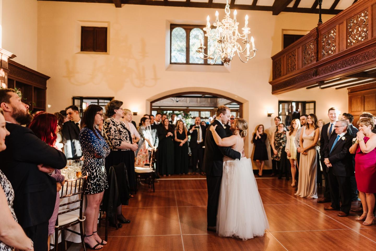 A bride and groom's first dance