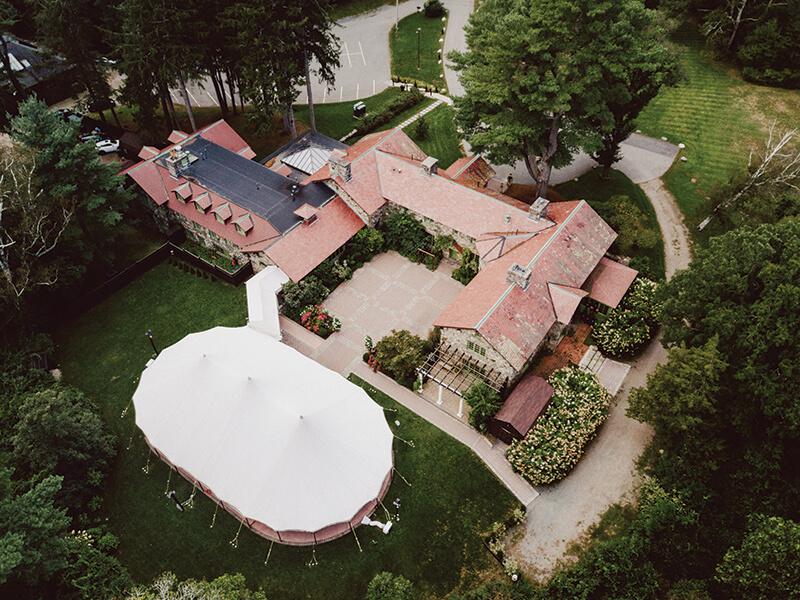 An aerial view of a property