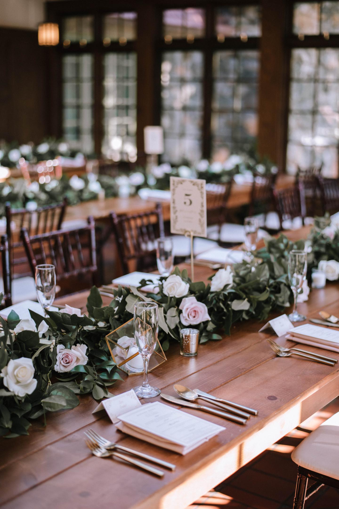 A conservatory set up for a wedding reception