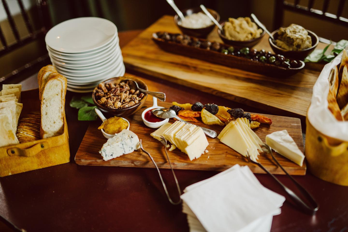 A close up of a cheese platter