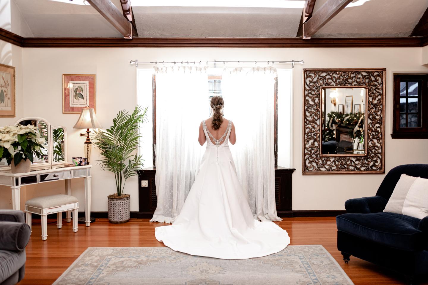 A bride in a suite