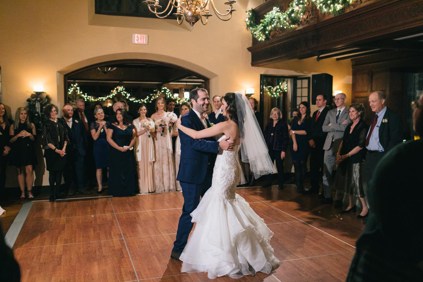 A bride and groom's first dance