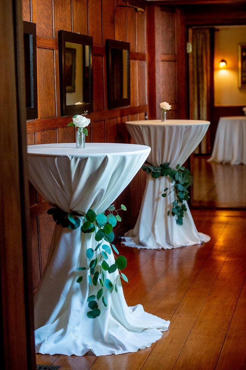 Standing tables at a wedding