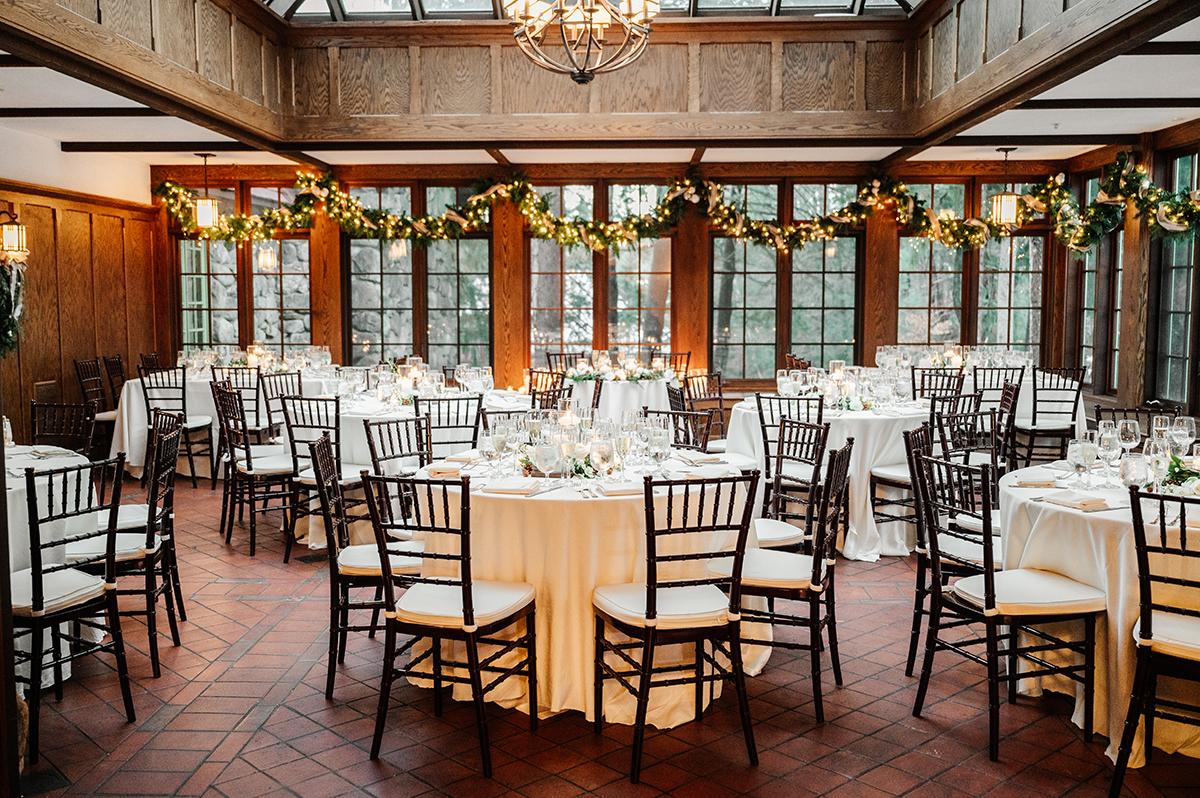 An interior wedding reception setting