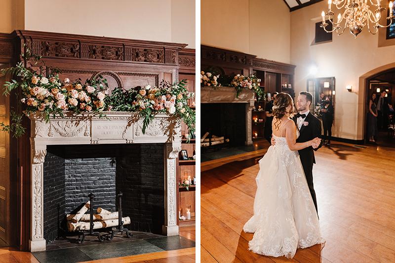 A bride and groom's first dance