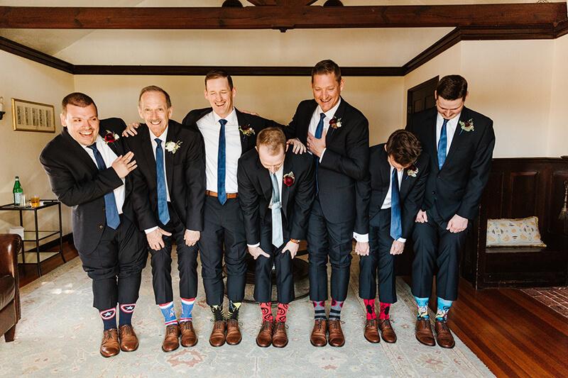 Groomsmen posing for a photo