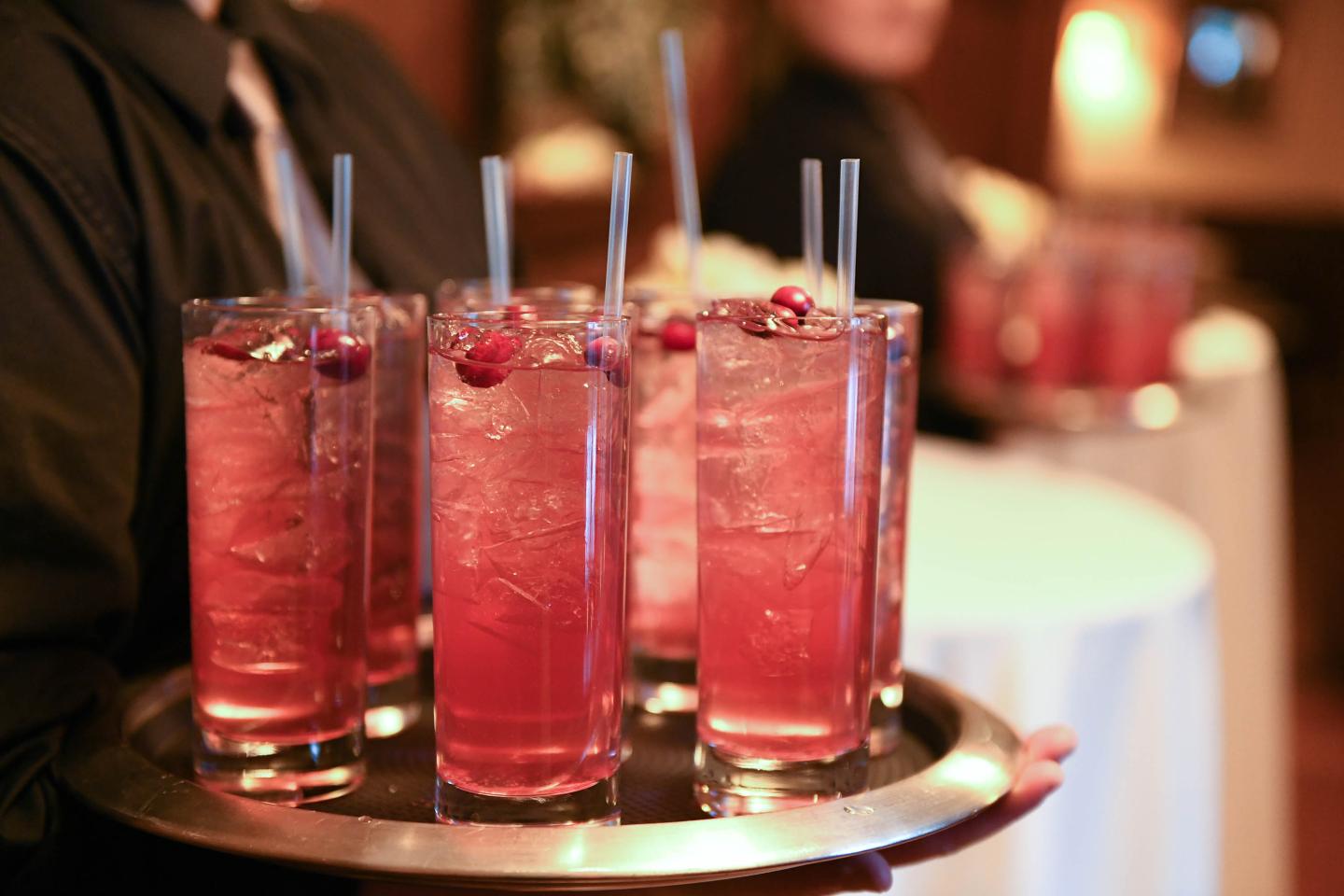 A tray of cocktails