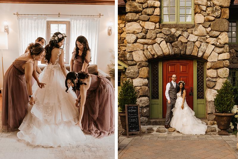 Two photos of a bridal party