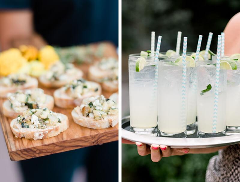 Two images of food and drinks