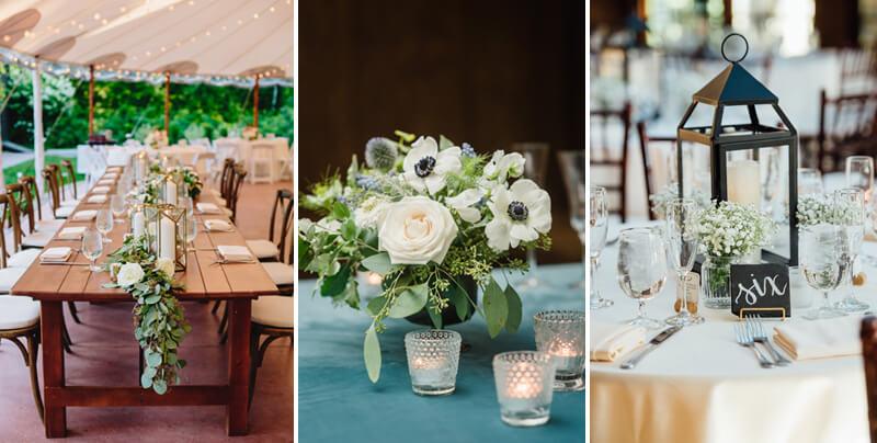 Three images of centre pieces