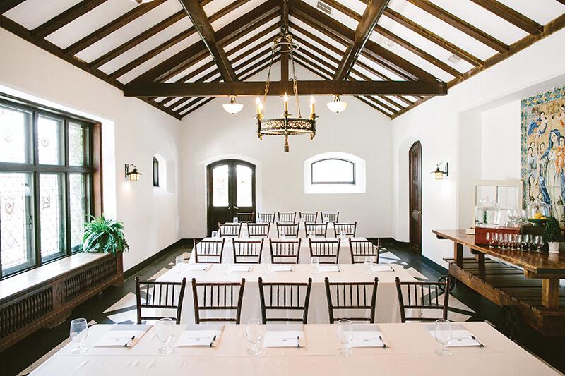 A hall set up for a corporate event