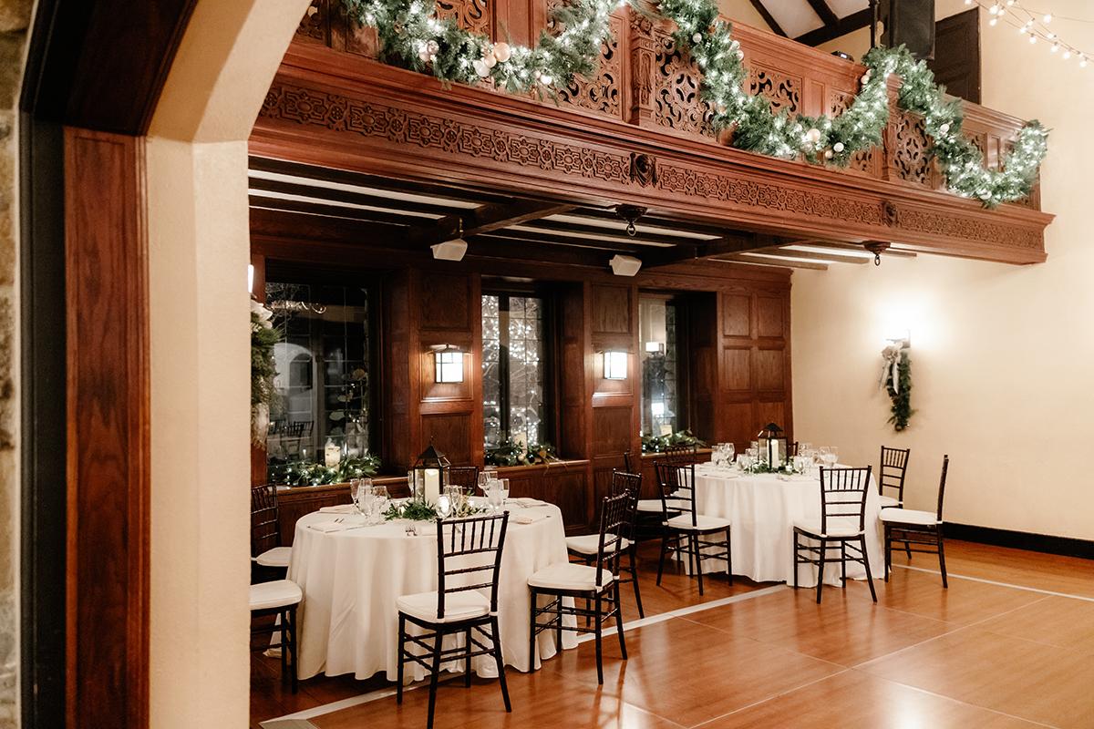 A wedding reception setting