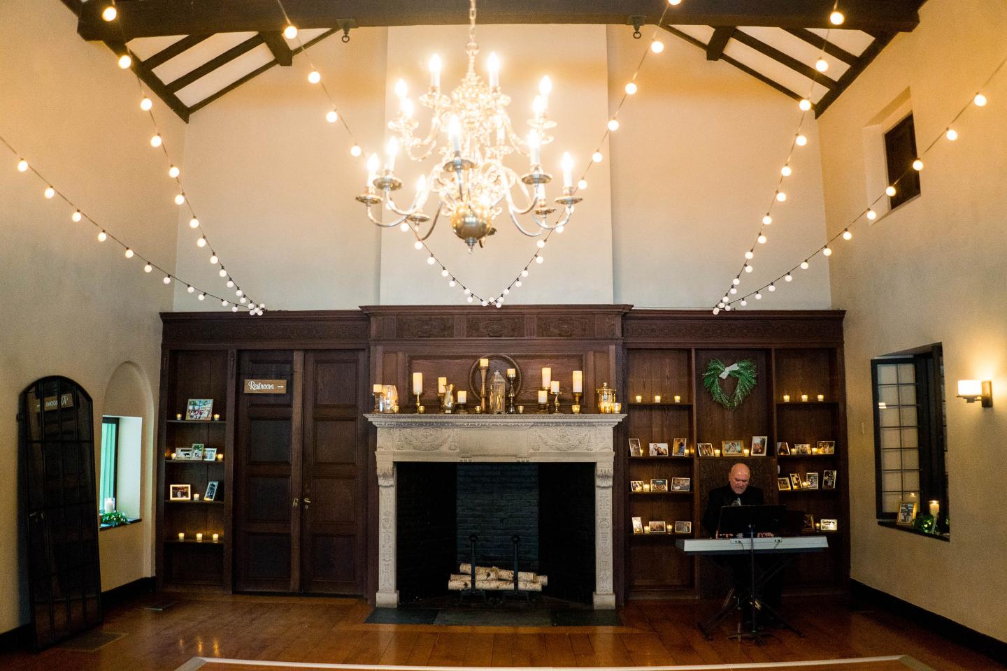 A traditional hall set up for a wedding