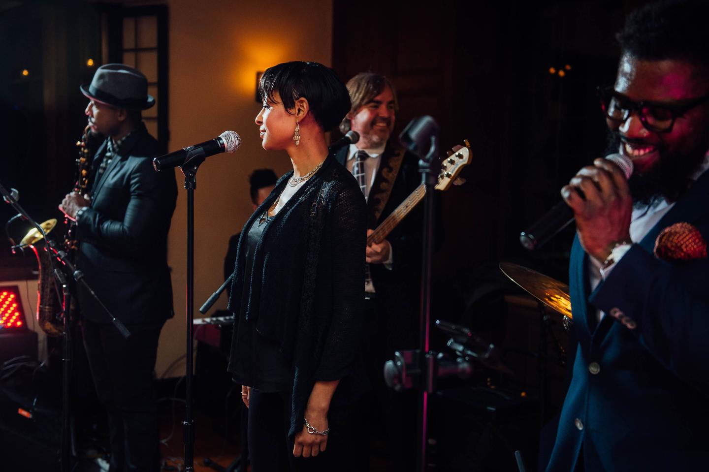 A band performing at a wedding