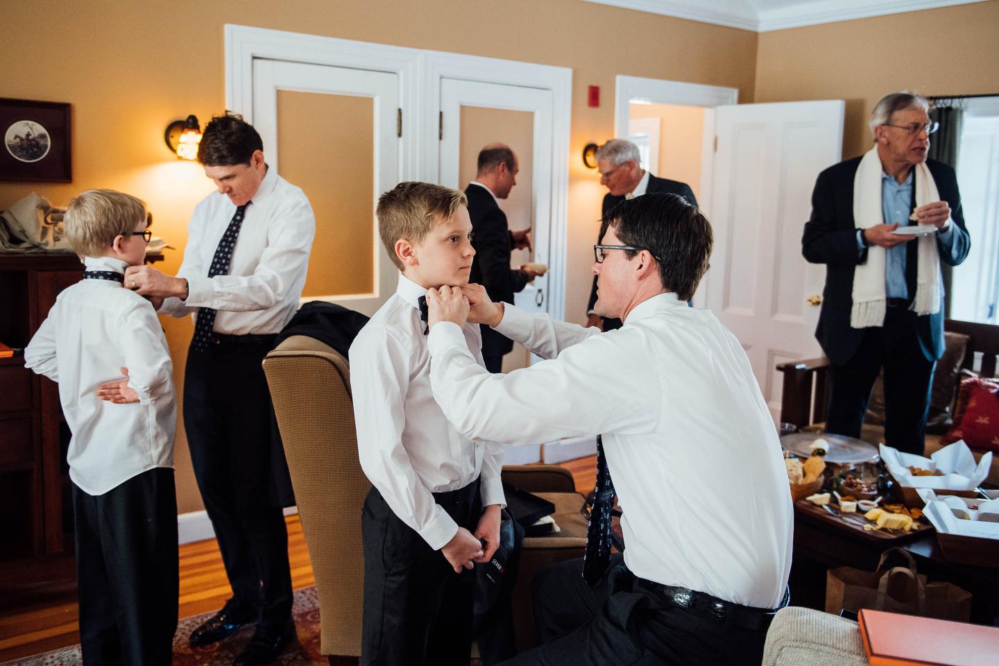 Groomsmen and children getting ready
