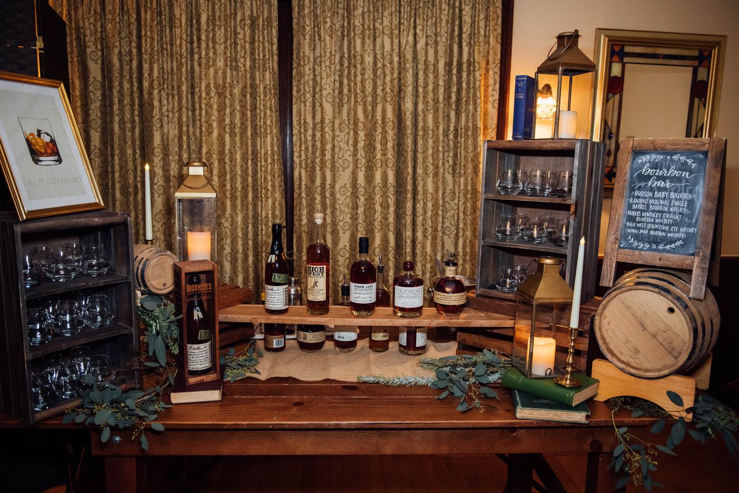 A drinks display at a wedding