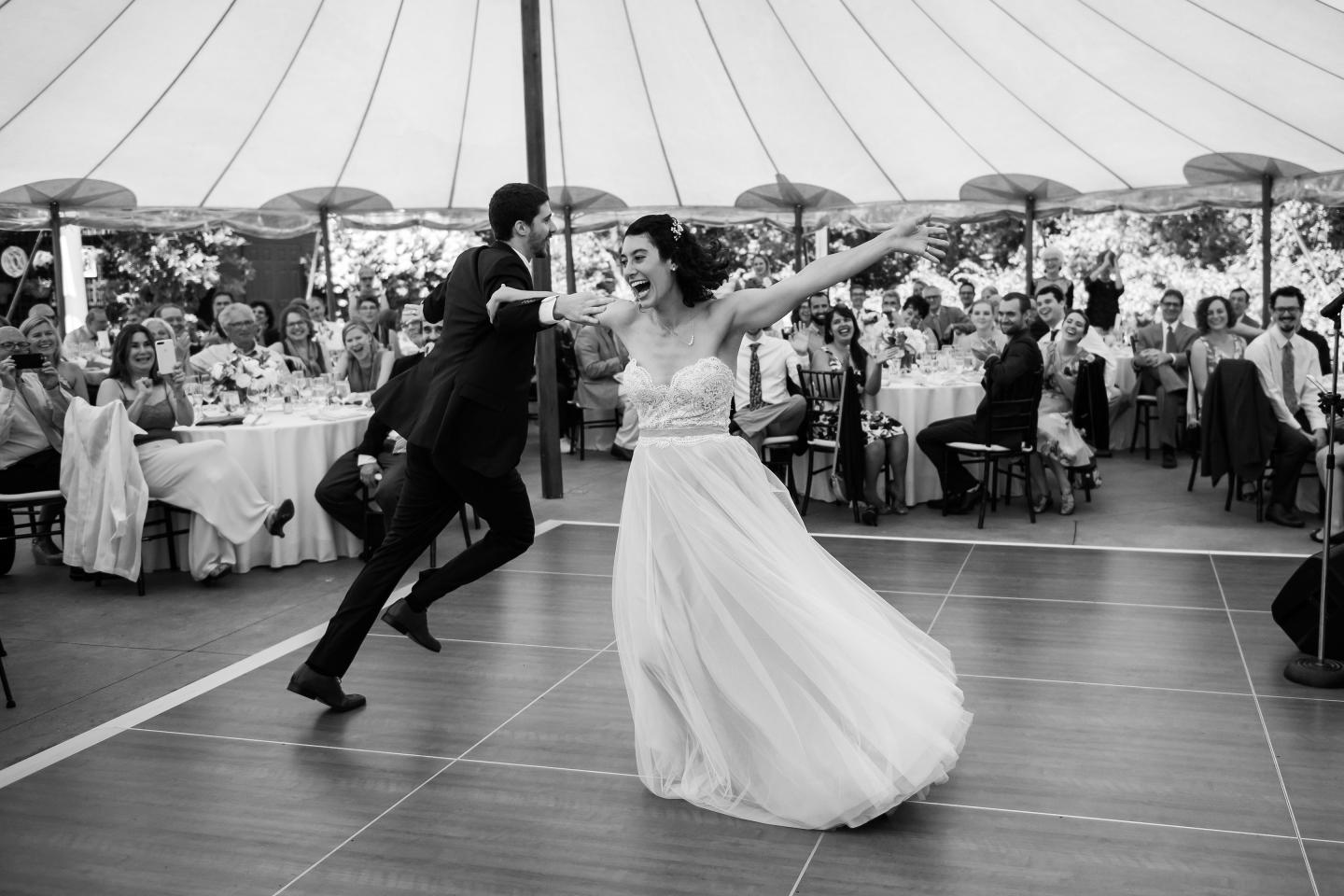 A bride and groom's first dance