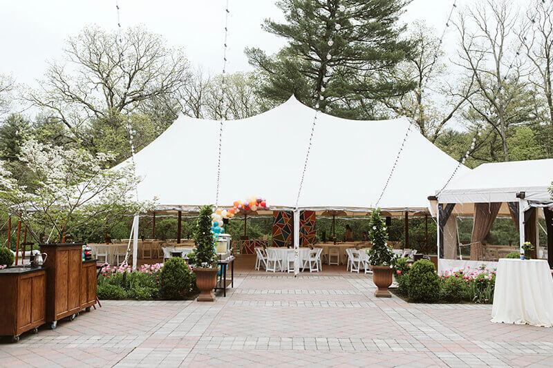 A marquee set up for a wedding