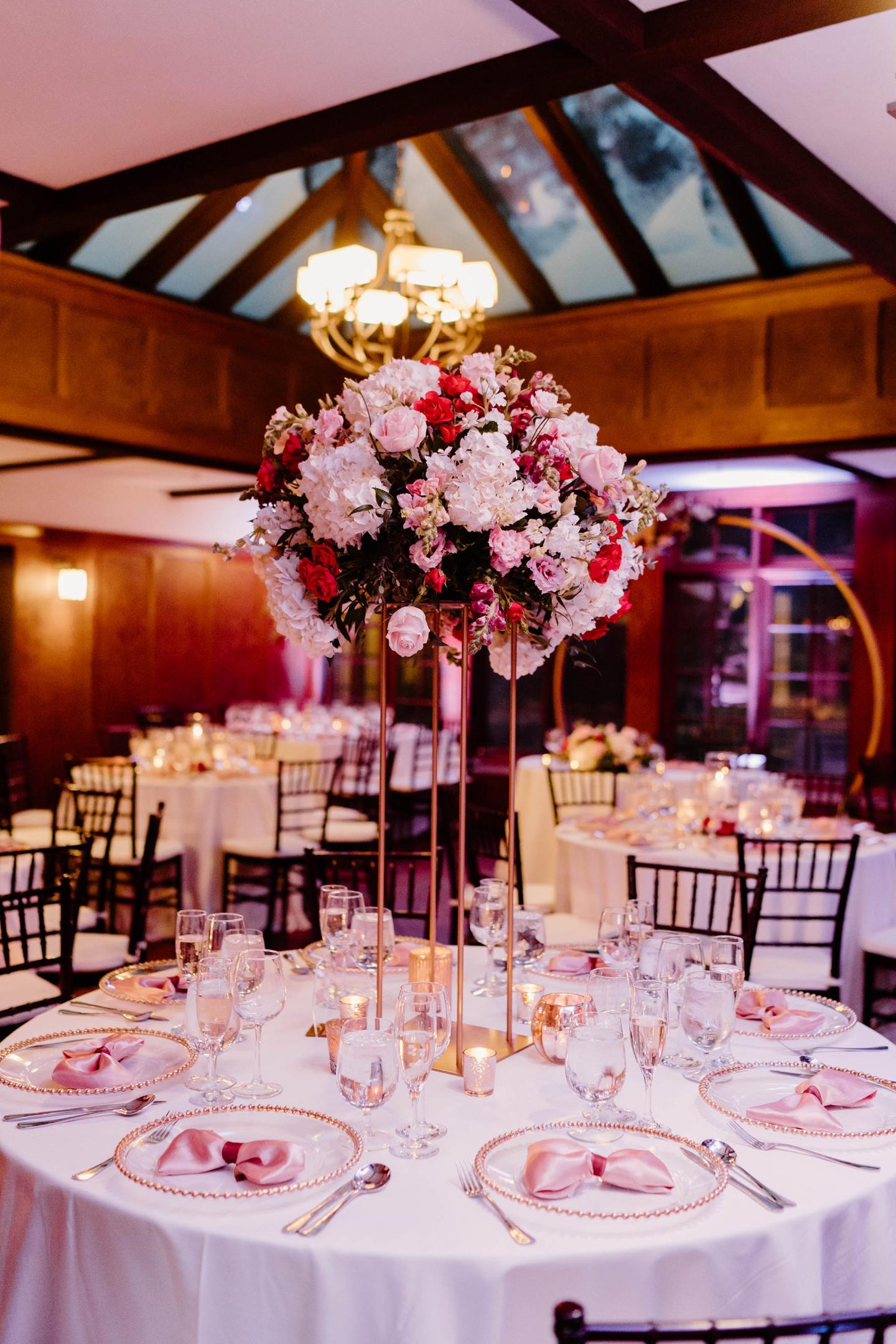 A conservatory set up for a wedding reception