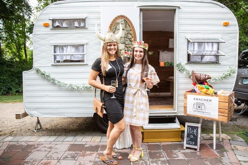 Wedding guests posing for a photo