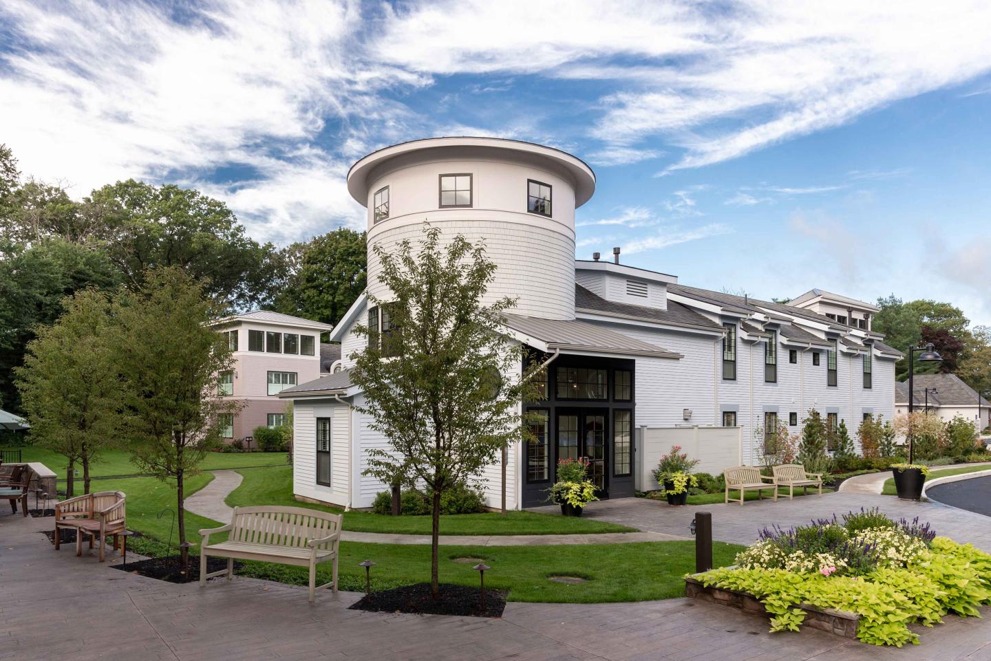 An exterior view of an inn