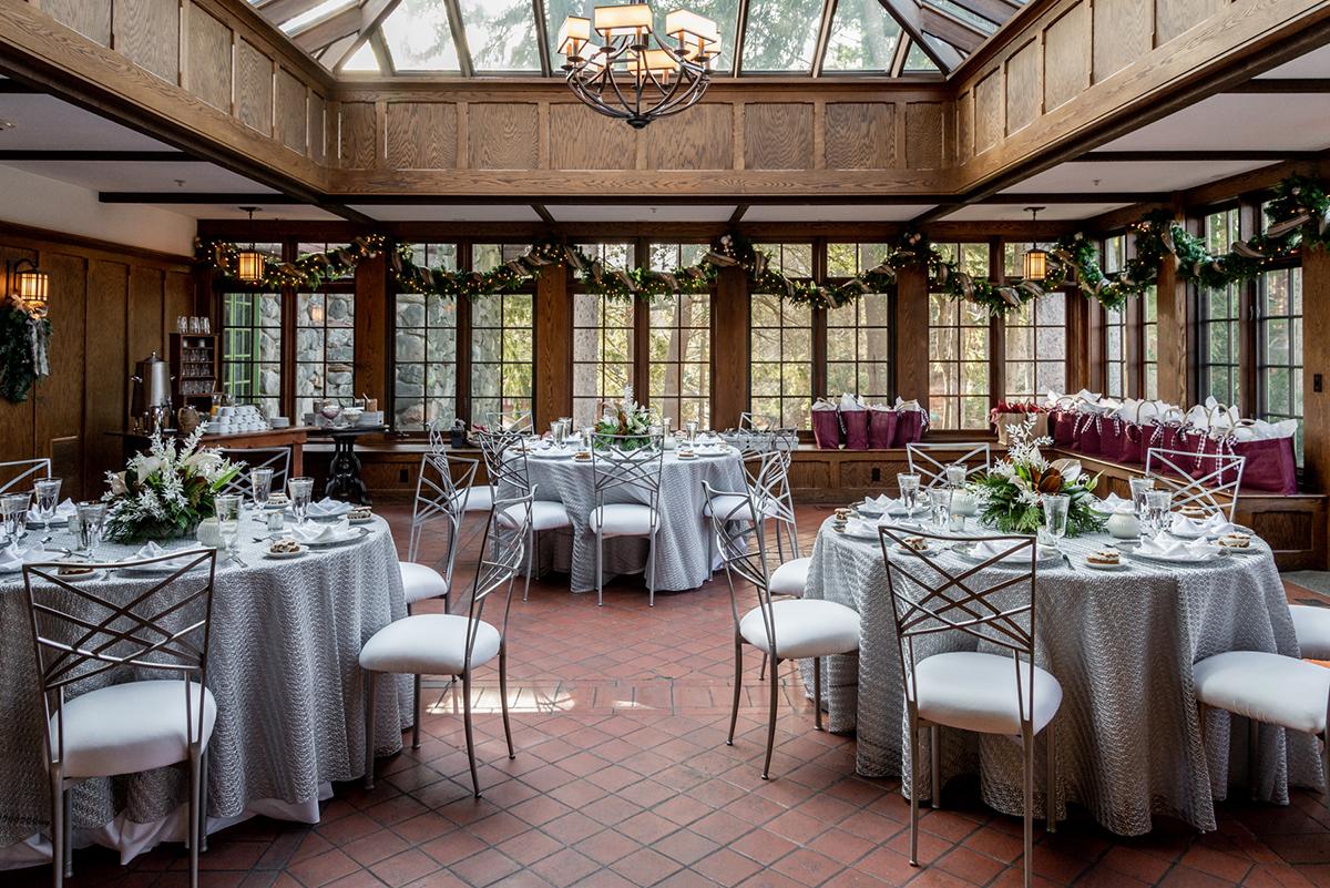 A wedding reception setting