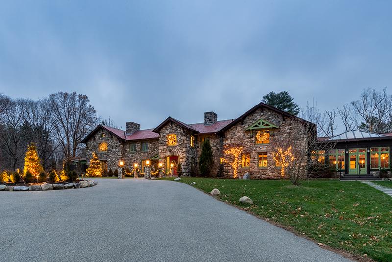 An exterior view of a mansion