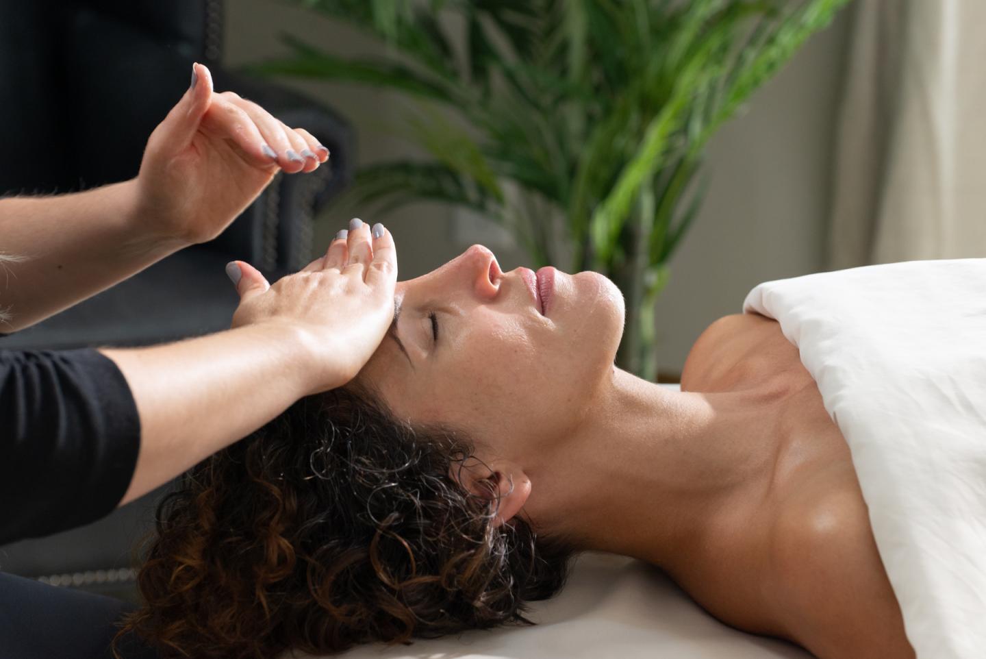 A person getting a spa facial