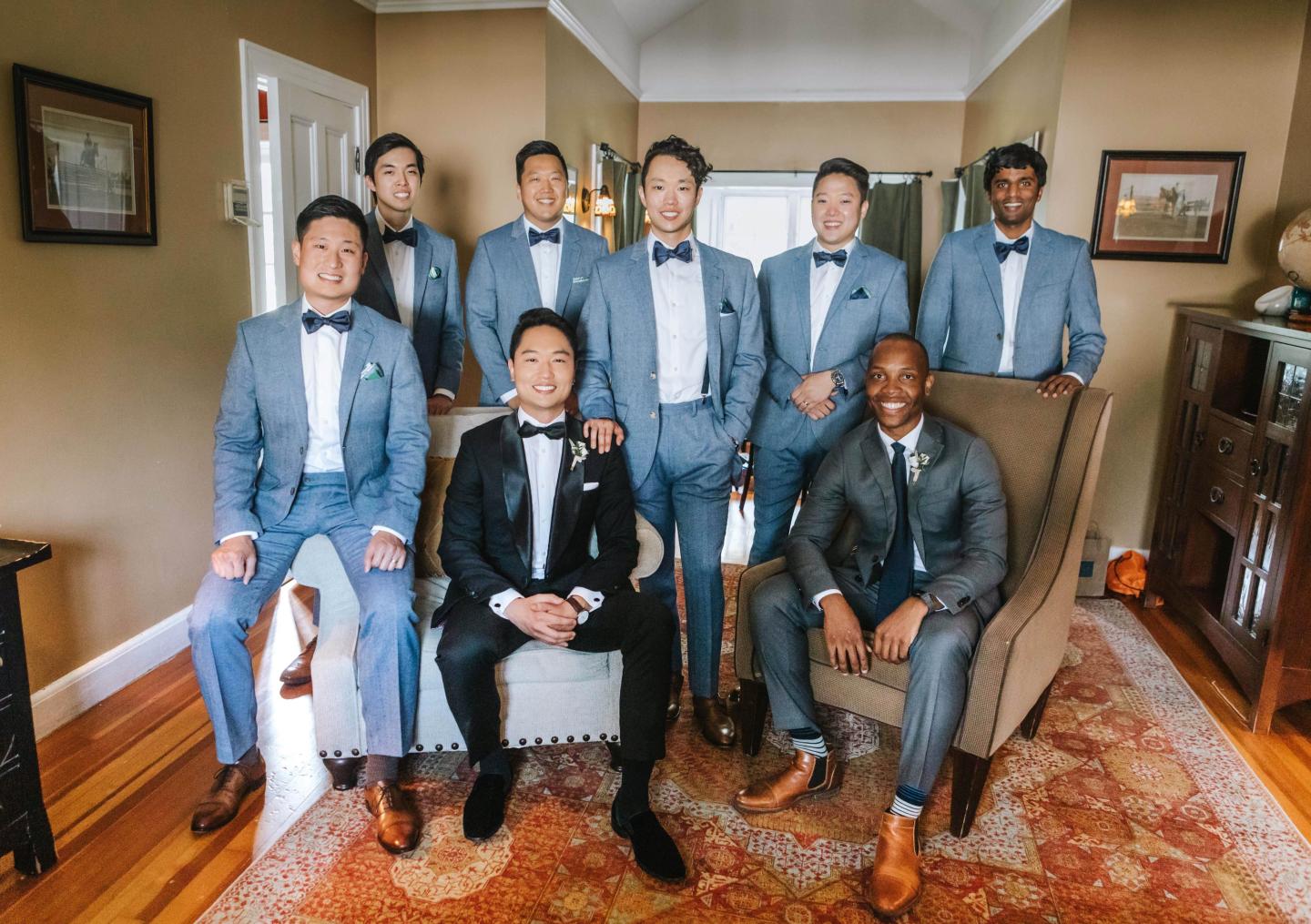 Groomsmen posing for a photo