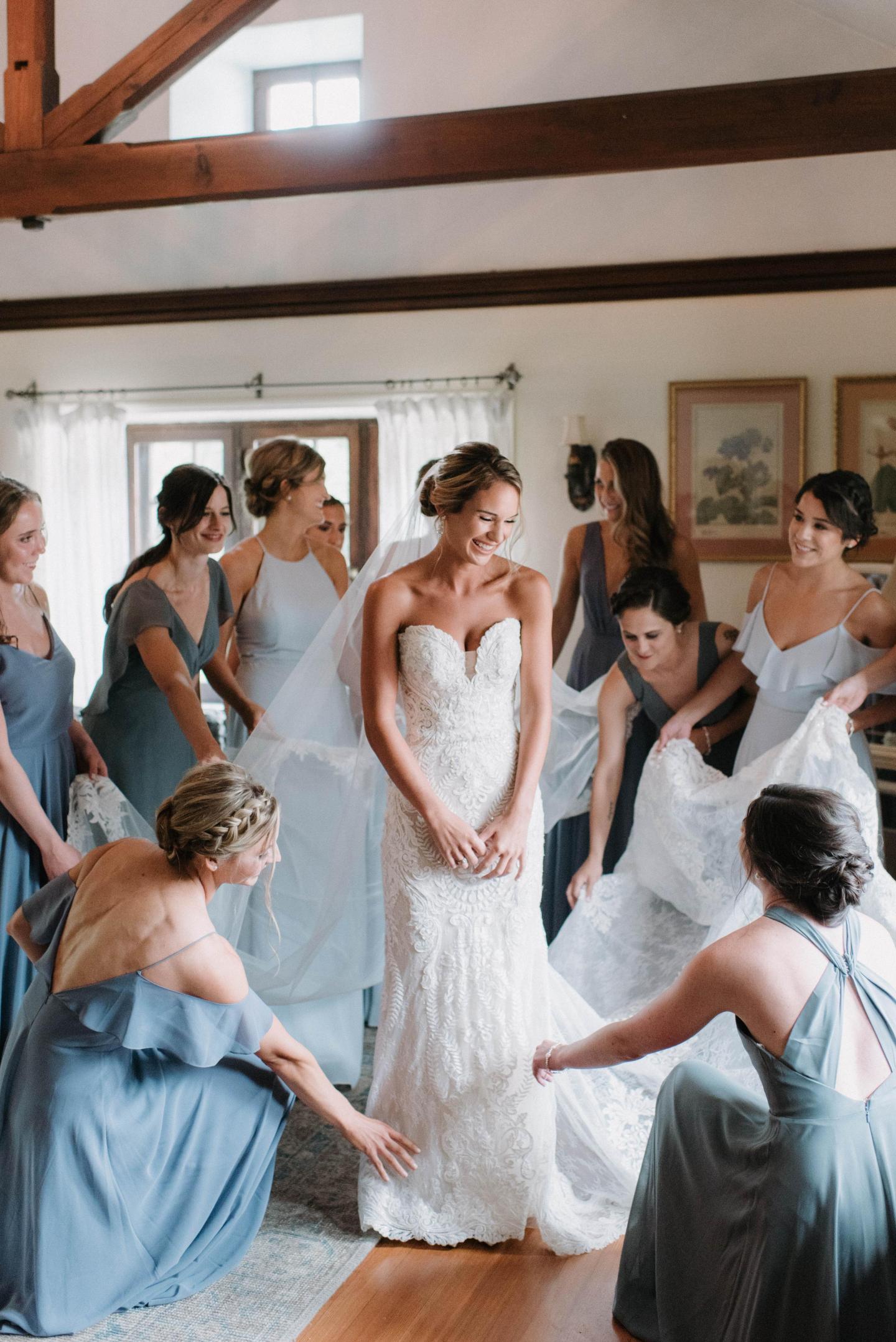 A bride and her bridesmaids
