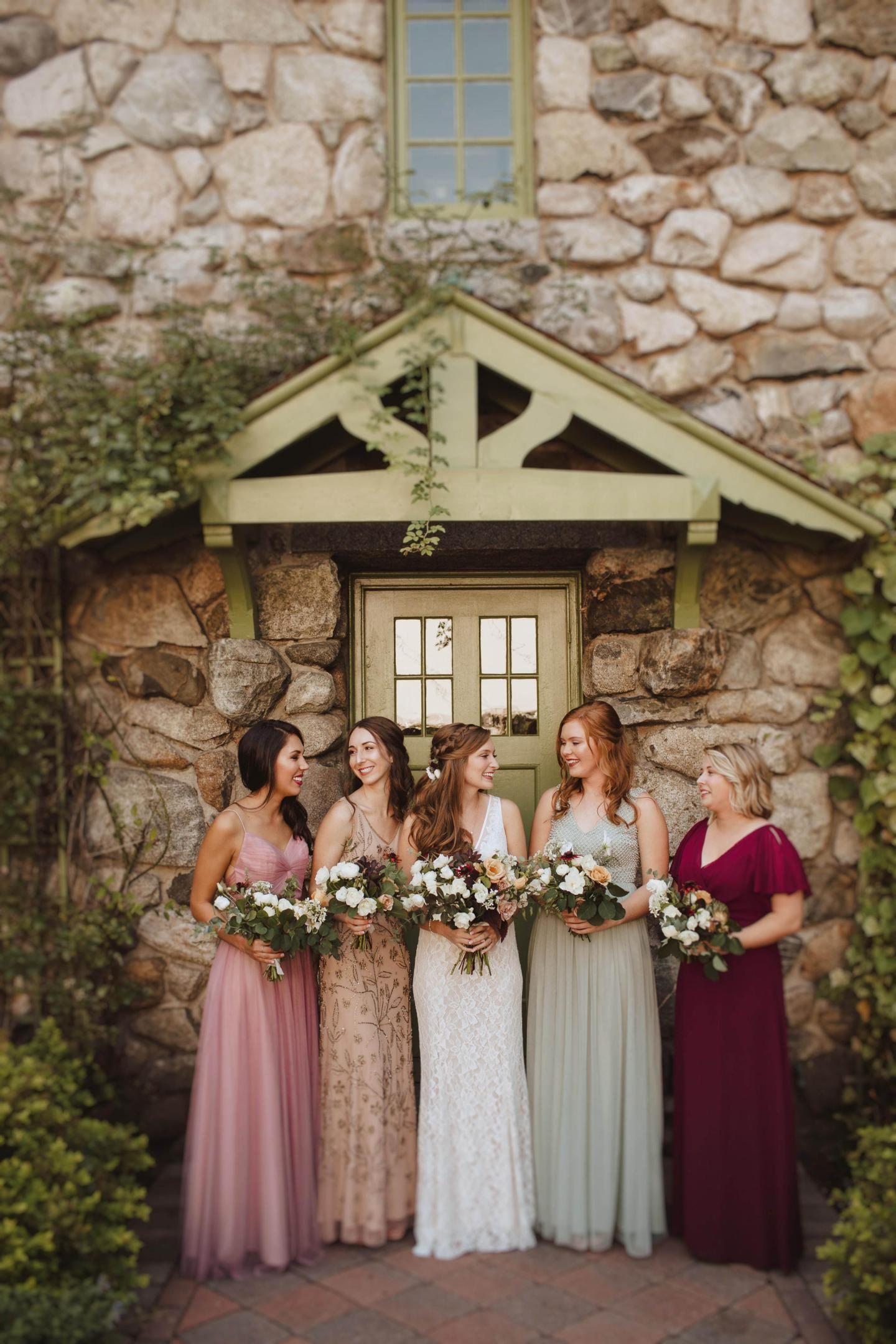 A bride and her bridesmaids