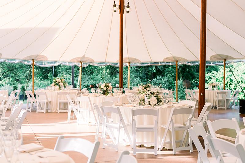 A marquee set up for a wedding