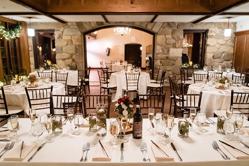 A conservatory set up for a wedding reception