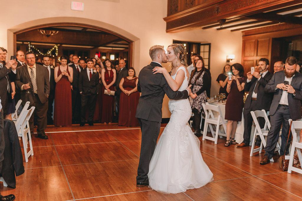 A bride and groom's first dance