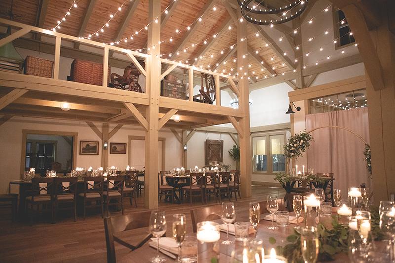 A restaurant set up for an event