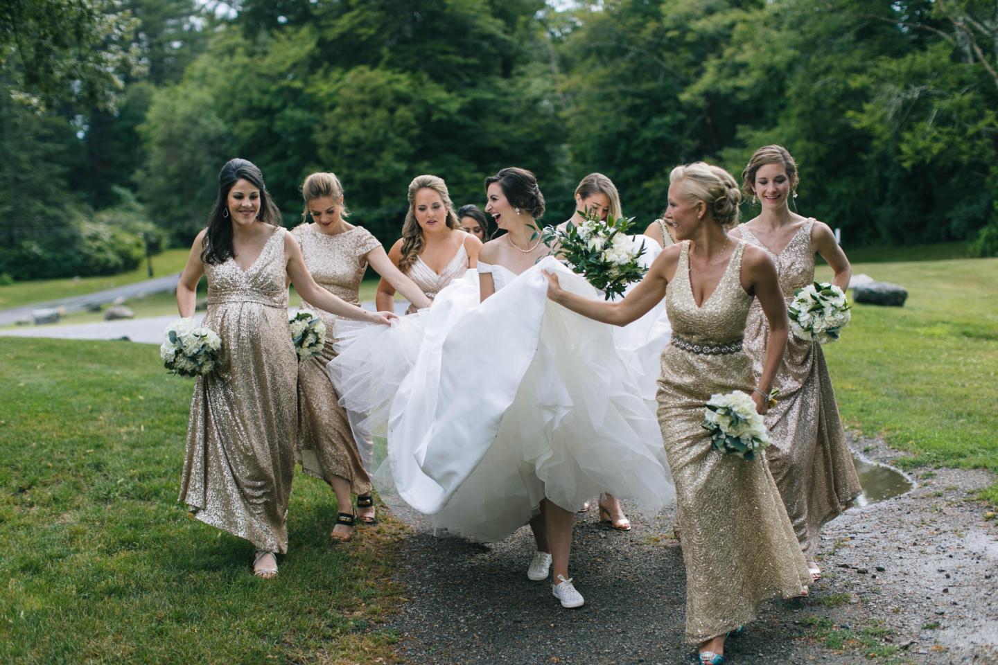 A bride and her bridesmaids