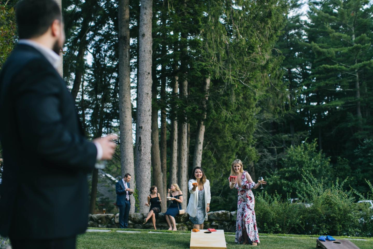 Wedding guests playing games
