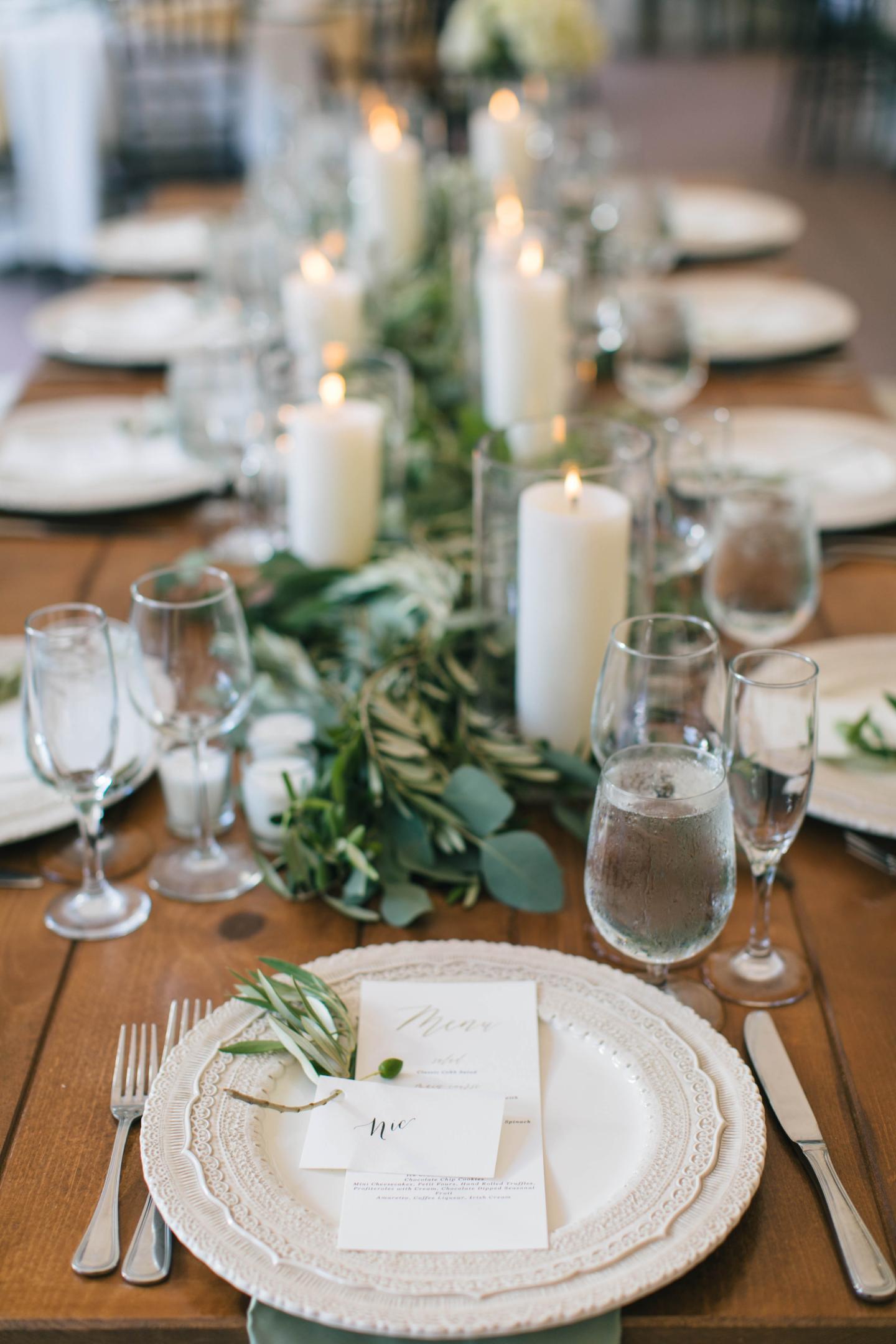 A place setting at a wedding