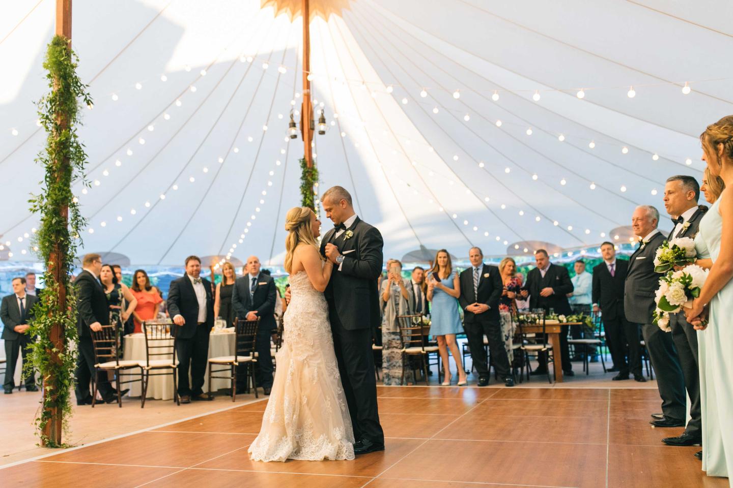 A bride dancing with her father