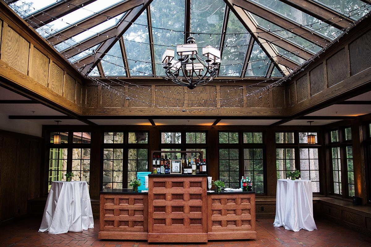 A conservatory set up for an event