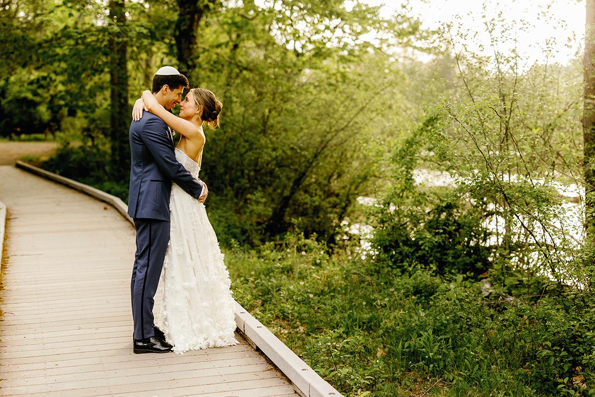 couple by foot bridge