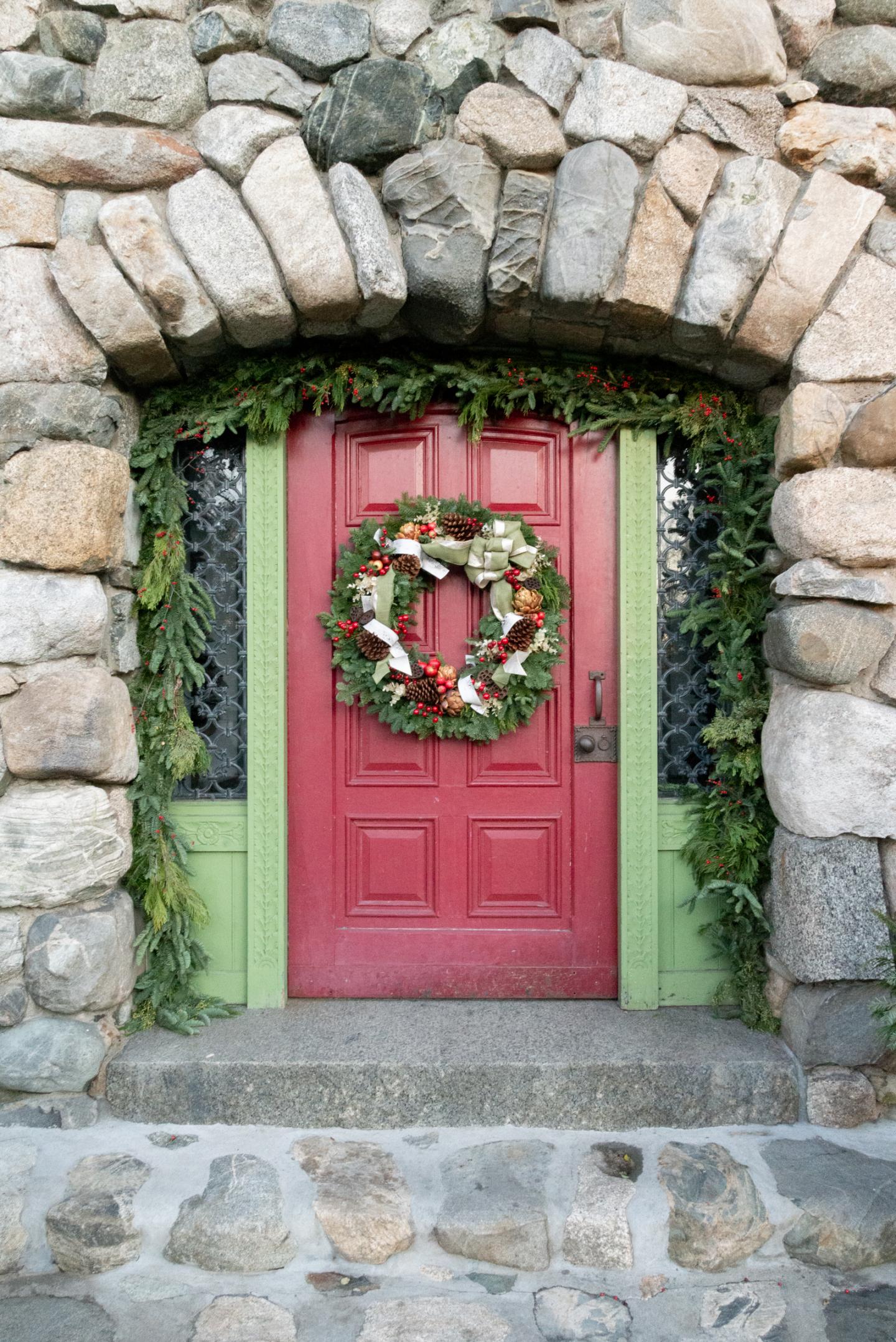 red door holiday decor