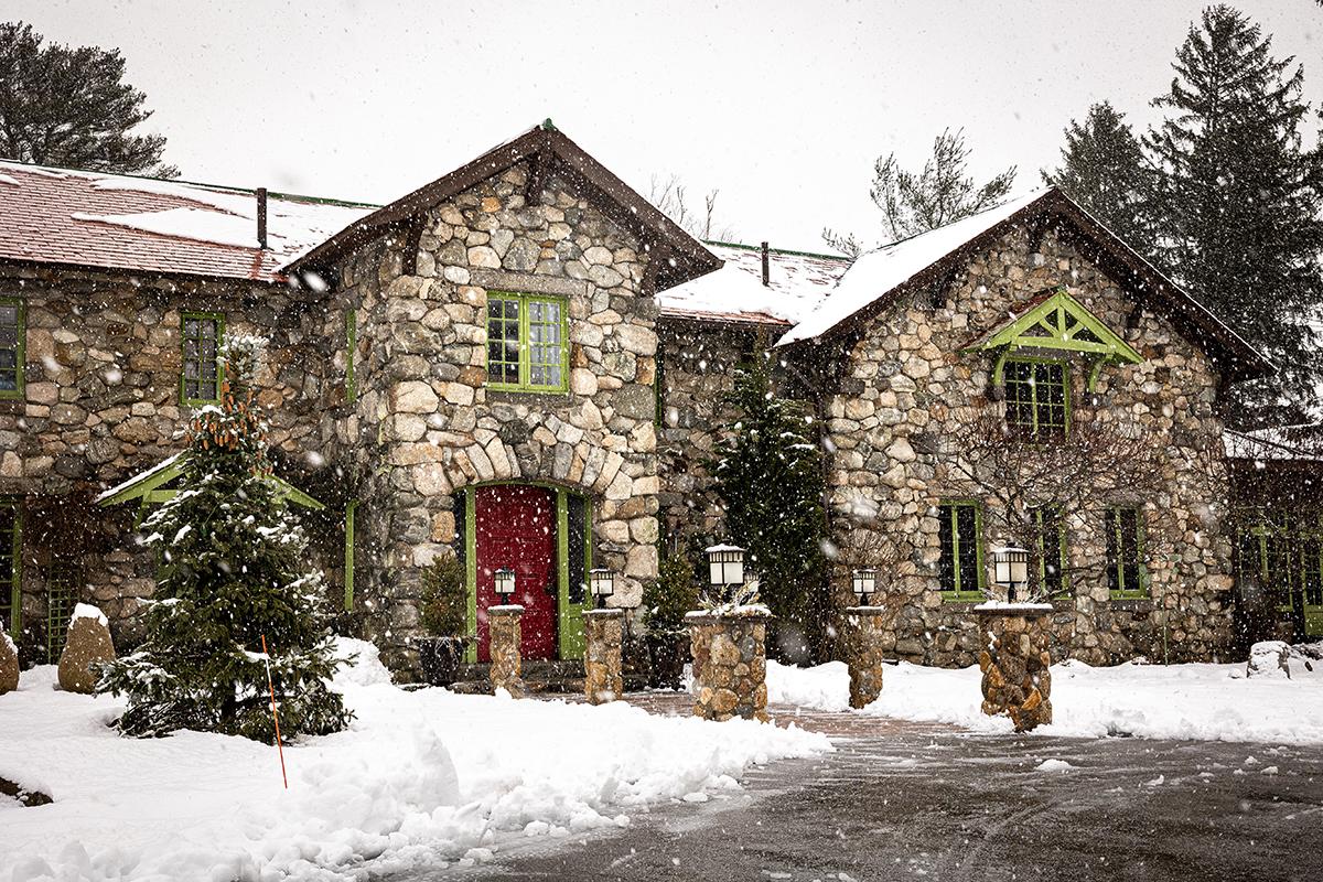 front of house snowy