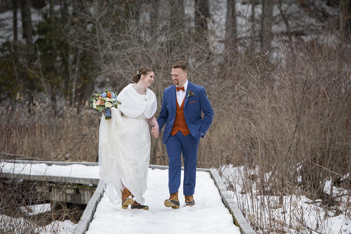 couple on foot bridge